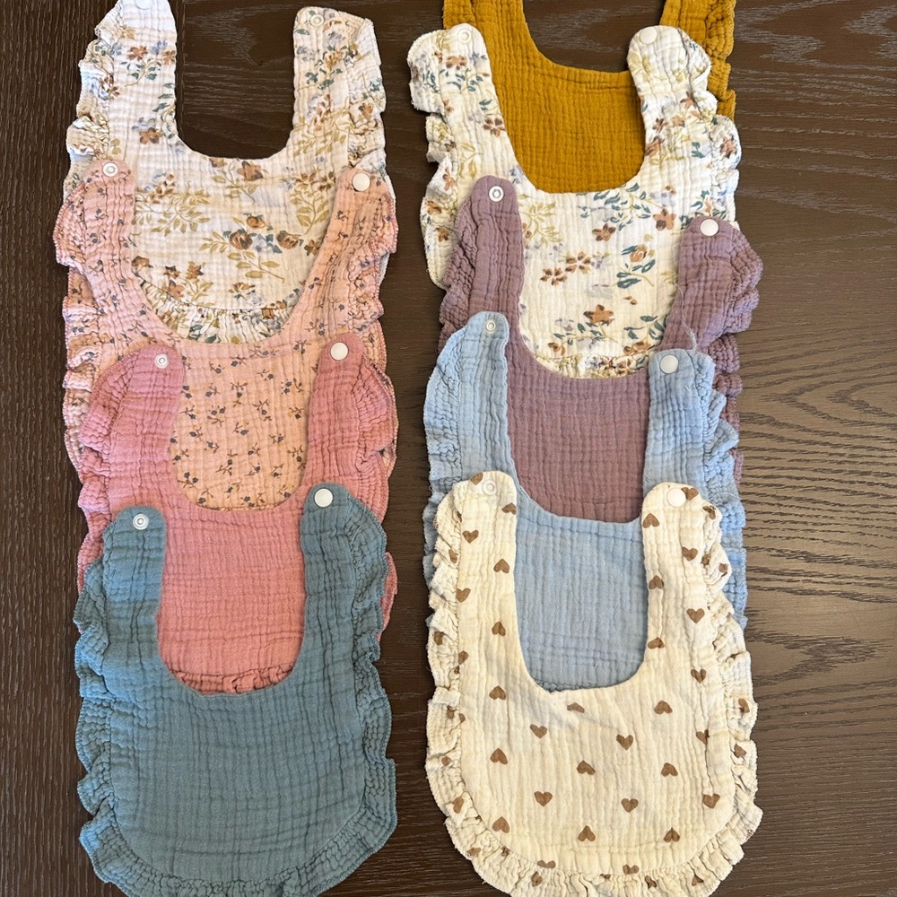 Muslin Ruffle Baby Bibs - Pack of 9